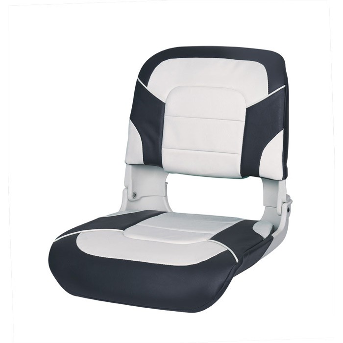 Сиденье пластмассовое складное с подложкой All Weather High Back Seat, бело-чёрное